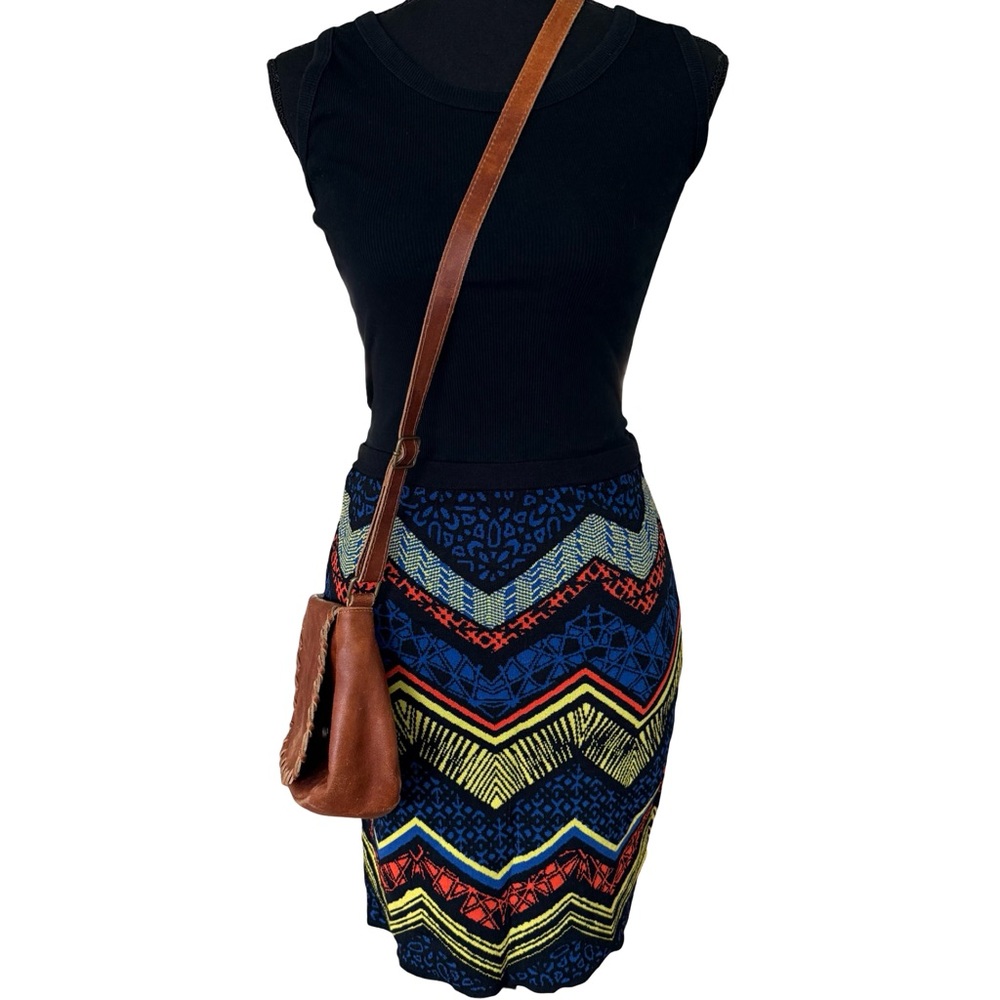 Jealous Tomato Multicolored Geometric Pencil Stretch Body Con Skirt - Size M